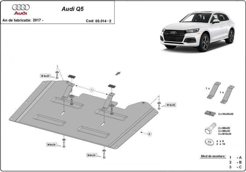 Scut Reductor din Metalic, Scut Protection, Audi Q5 2017 - 2025