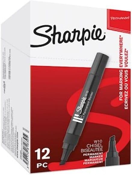 Sharpie W10 permanent mÃ¤rkpenna Snedskuren spets Svart 12st