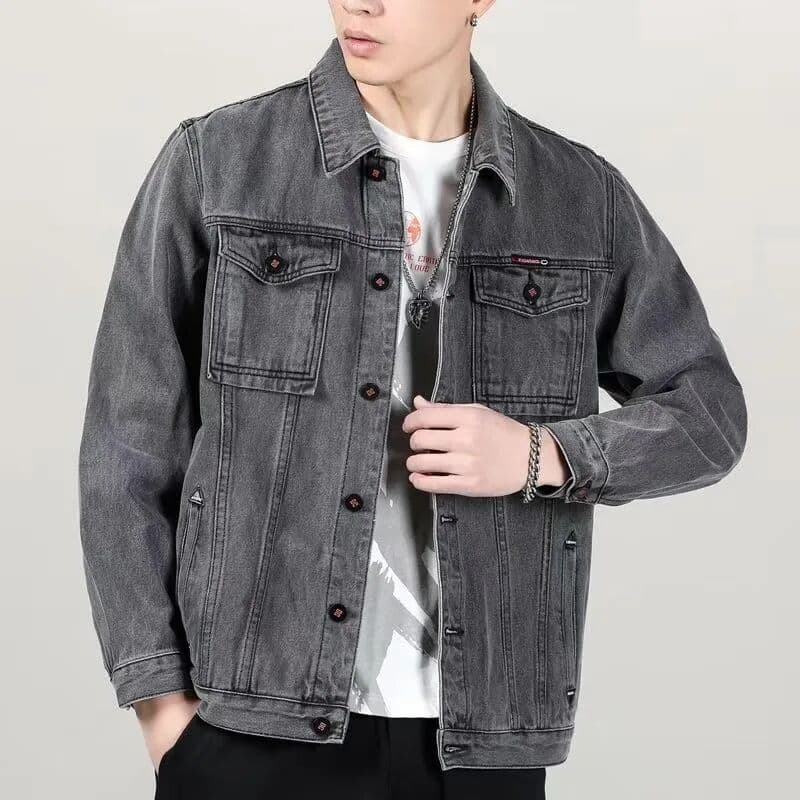 others Men's Workwear Denim Jacket Youthful Energy Style Long Sleeve Anti-soiling Construction Site Labor Protection Large Size