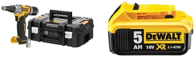 Set DeWalt Akku-Nietpistole, 18 V, Basisversion, 4,8 - 6,4 mm + Ersatz-Akku DCB184-XJ
