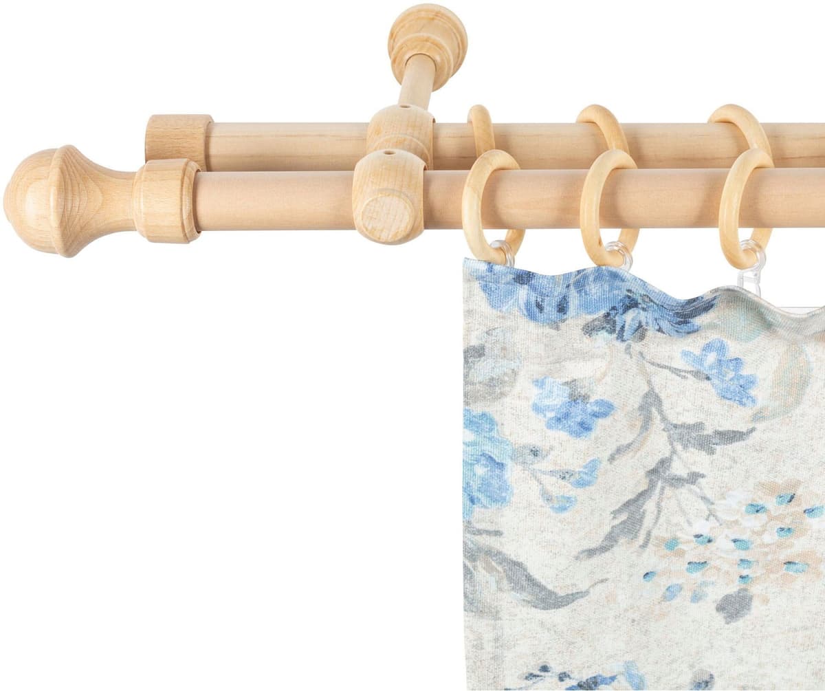 Gardinenstange SN DECO GROUP "Ares" Gr. 4, beige (naturfarben), L:180cm, Holzwerkstoff, Gardinenstangen, Gardinenstange, 28 mm, Holz, verschiedene Längen und Farben, Komplettset naturfarben B/L: 180cm, 2 läufig