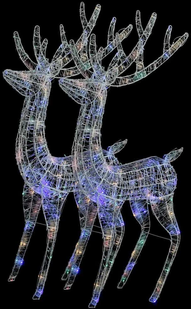vidaXL Rennes de Noël XXL Acrylique 250 LED 2 pcs 180 cm Multicolore