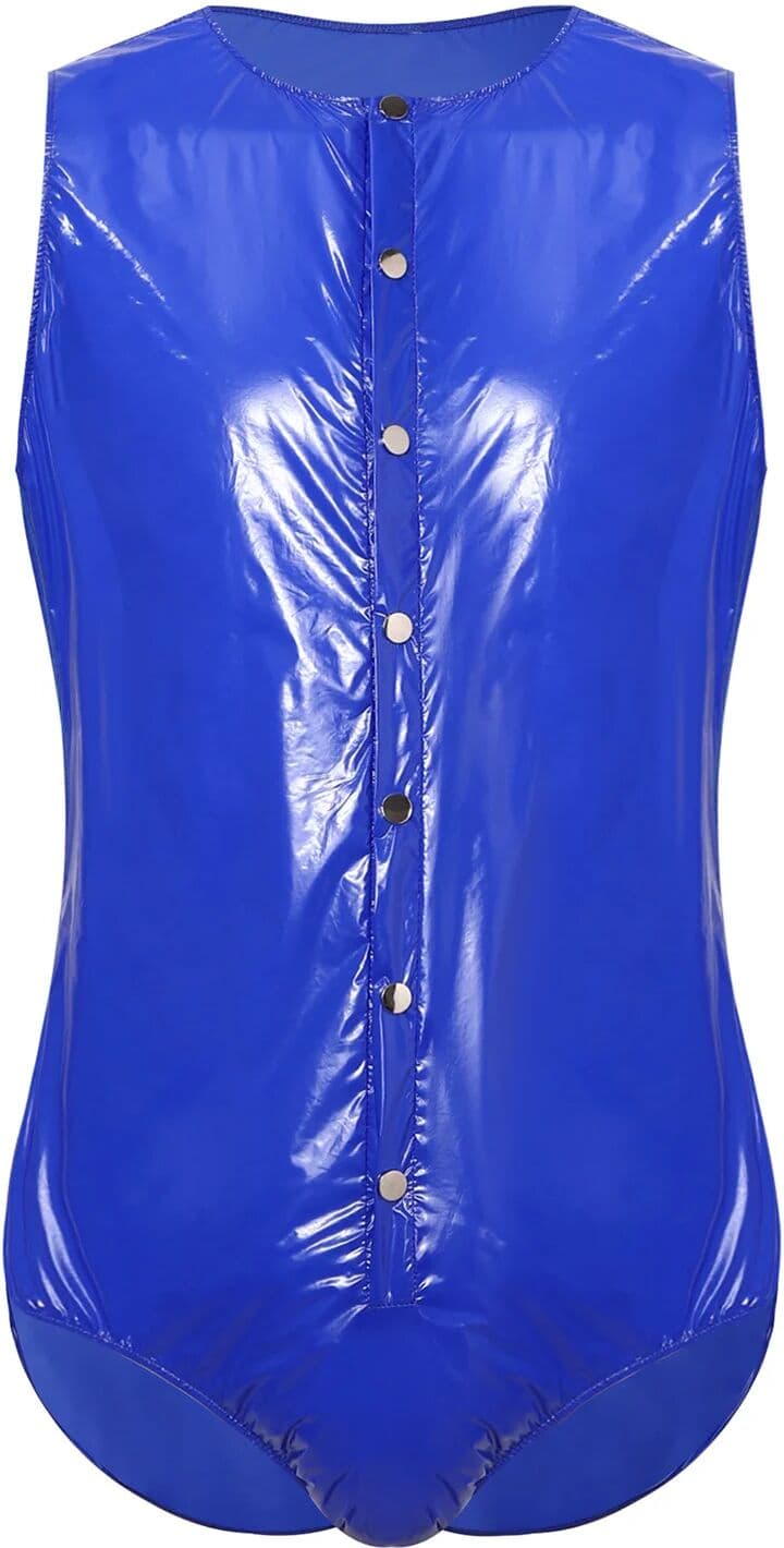 IEFIEL Swimwear Mens Shiny One-Piece Swimming Bathing Suit for Water Sports Leakproof Adaptive Clothing Waterproof Bodysuit Swimsuit