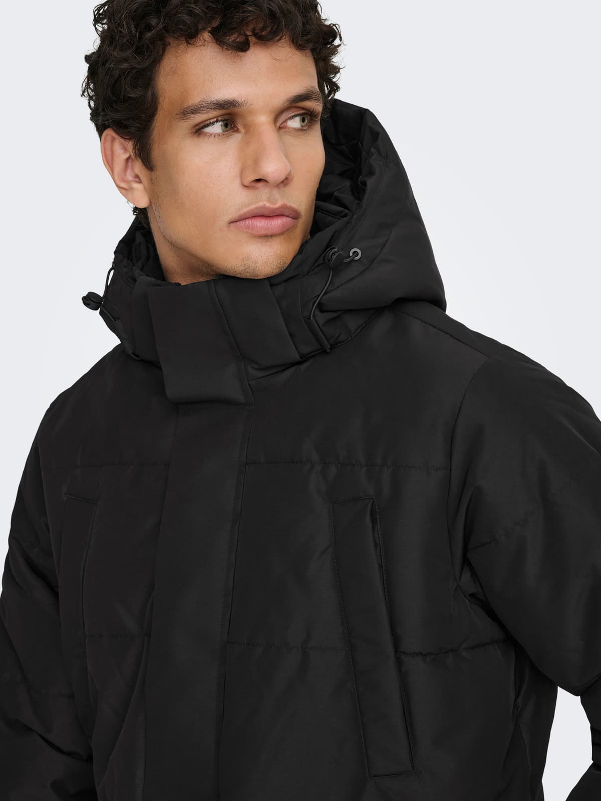 Parka ONLY & SONS "ONSCAM PARKA OTW", Herren, Gr. XXL, schwarz, Web, Obermaterial: 100% Polyester, unifarben, Windstopperbündchen, Jacken Parka schwarz XXL