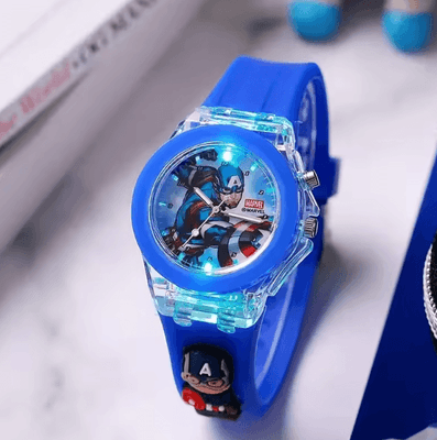 Inspire Curations Disney Minnie Mickey Kids Light Up Watch Cartoon Flashing Silicone Wristwatch Toy blue Dz