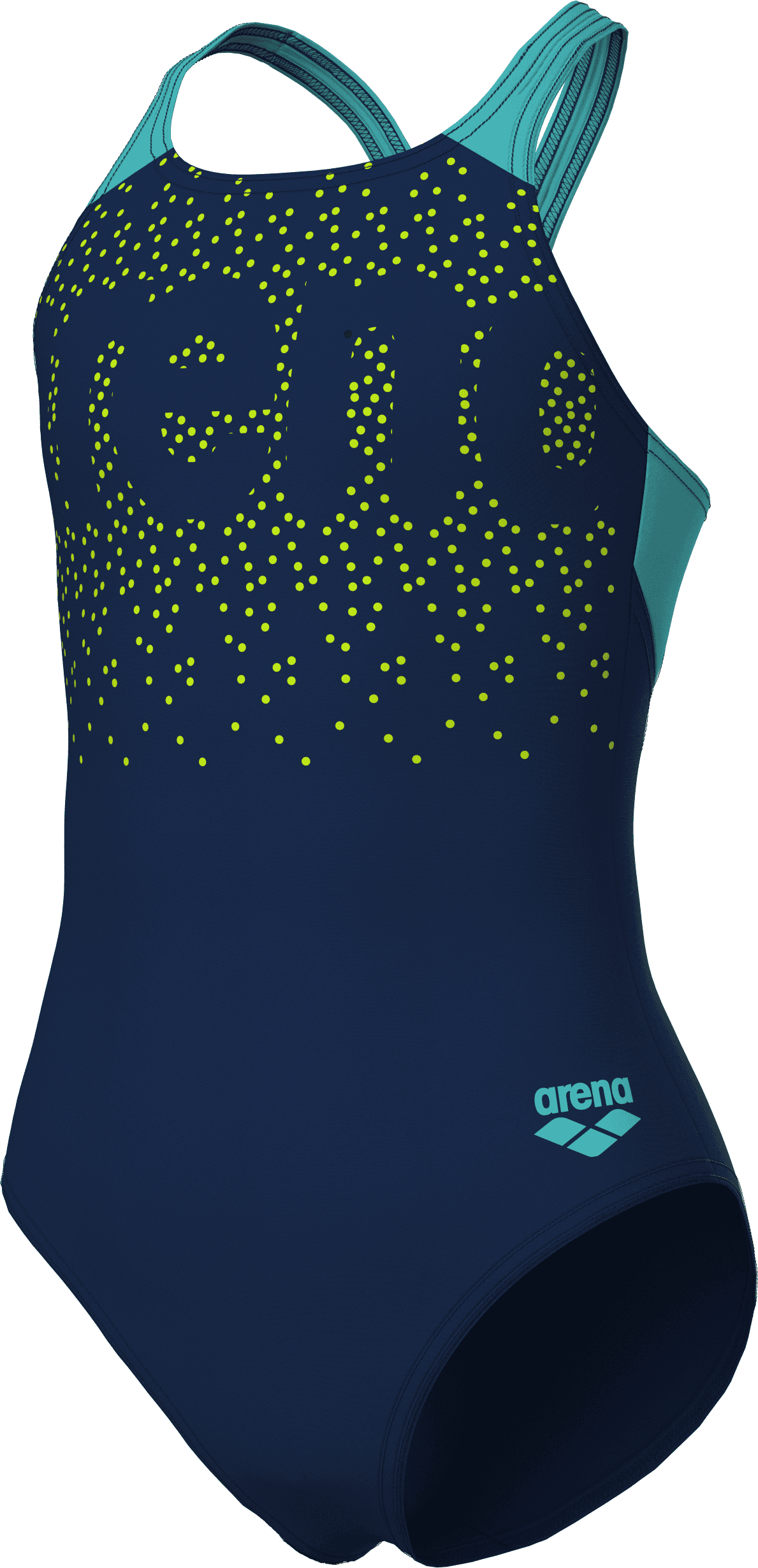 Badeanzug ARENA "G ARENA PAINTERLY SWIMSUIT V BACK", Jungen, Gr. 164, N-Gr, blau (navy, water), Obermaterial: 80% Polyamid, 20% Elasthan, Badeanzüge Badeanzug, mit UV-Schutz UPF50+, aus MaxFit Eco Material, in Stretchmaterial
