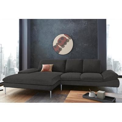 Ecksofa W.SCHILLIG "enjoy&MORE, Designsofa, elegant und bequem, L-Form", grau (anthrazit r66), B:310cm H:87cm T:185cm, Chenille-Flachgewebe R66 (85% Polyester, 15% Nylon);Longlife Xtra-Leder Z59: Glattleder mit modischer Prägung. Hautstärke 0, 9 -...