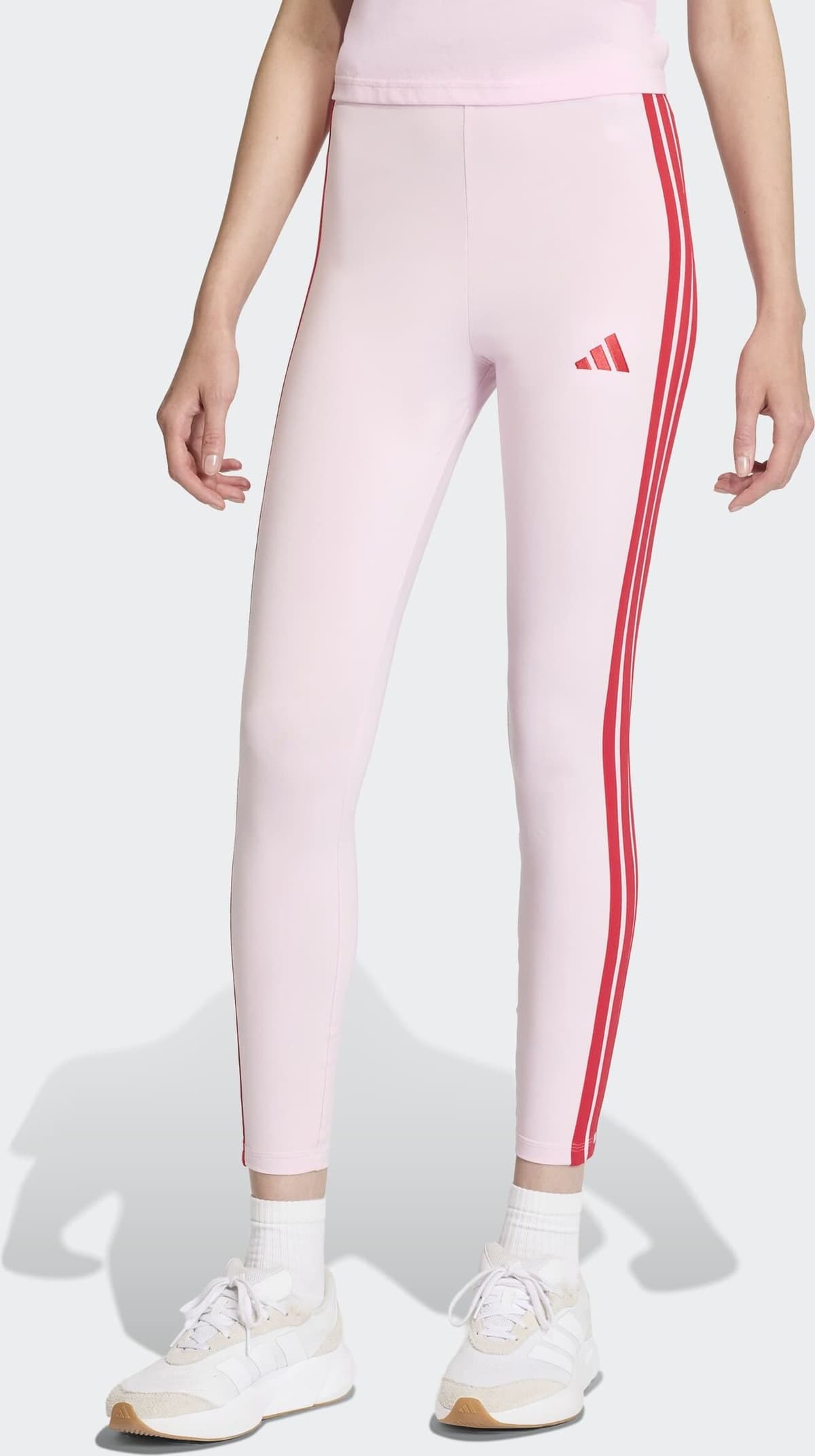 Trainingstights ADIDAS SPORTSWEAR "W 3S SJ LEG", Damen, Gr. XL, N-Gr, rosa (clear pink, pure ruby, normal, gr.), Obermaterial: 90% Baumwolle, 10% Elasthan, Hosen Trainingstights, sportlicher Look, mit 3-Streifen-Design, mit Elasthan-Anteil