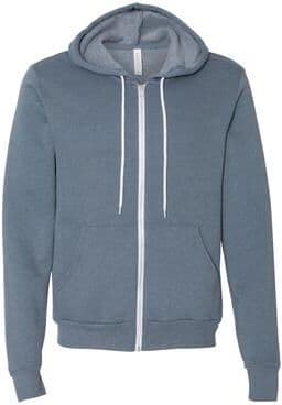 Bella + Canvas 3739 Sponge Fleece Full-Zip Hoodie Sweatshirt in Heather Slate size Large   Ringspun Cotton BC3739, B3739
