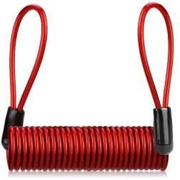 Discount Dollar Deals Premium Bike Motorcycle Alarm Disc Lock With Security Spring Cable Heavy Duty Anti Theft Lock For Bicycle Protection red