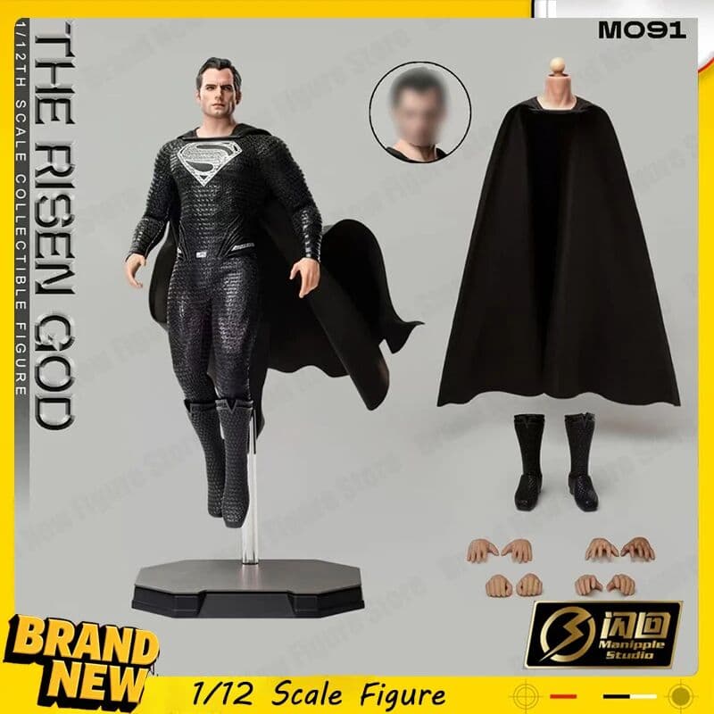 Bandai NEW Manipple Stutio The Risen God Black Superman Action Figure M091 DC Zack Snyder'S Justice League Figures 1/12 Super Man Toy