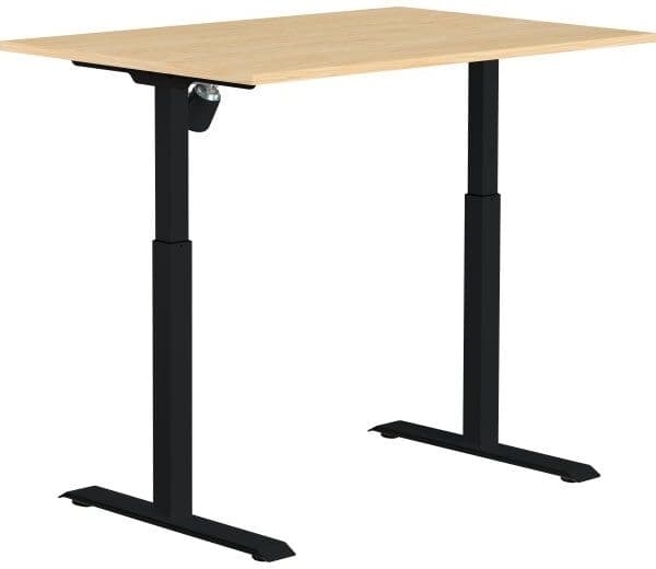 Sun-Flex I Hæve-Sænkebord, 120x80, Sort/birk