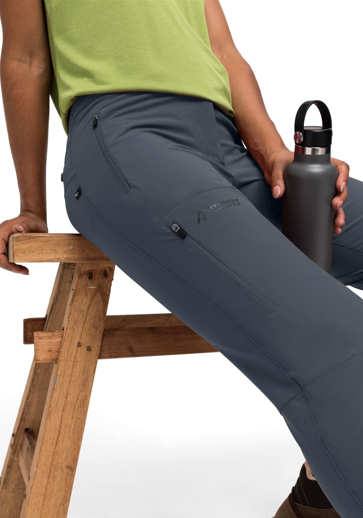 Outdoorhose MAIER SPORTS "Latit slim W", Damen, Gr. 20, Kurzgrössen, grau, 88% Polyester (recycelt), 12% Elasthan, Hosen Outdoorhose, Damen Wanderhose, lange Outdoor-Hose, Trekkinghose slim grau 20, Kurzgrössen