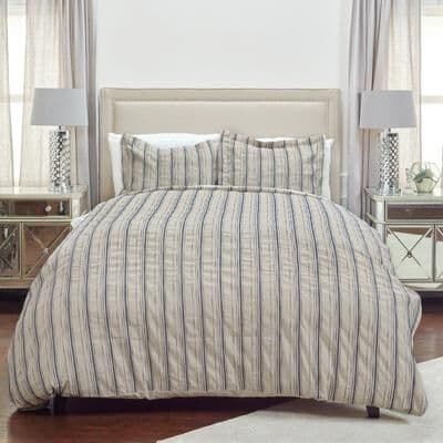 Rizzy Home Vincent III Linen Duvet in Natural/Navy