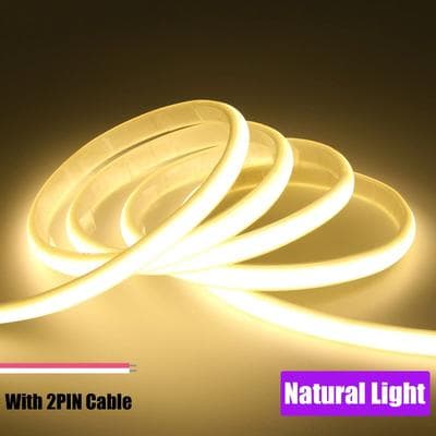 Uplift Picks IP67 COB LED Strip Light 12V 24V Waterproof Flexible Neon Tape natural Light With 2 Pin 24 V 18m