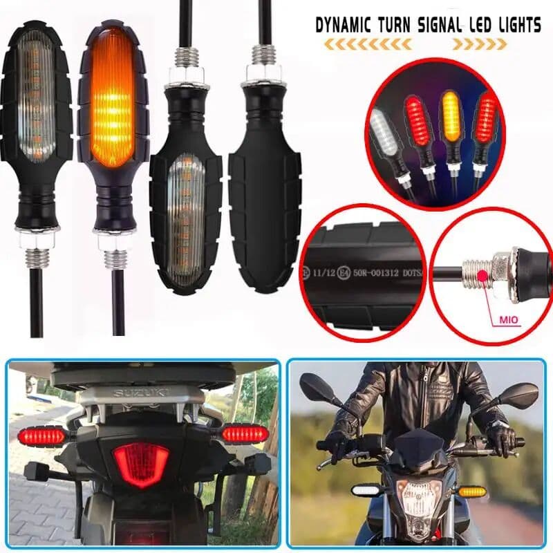 HOTBEAM Motorcycle Turn Signals Lights Built Relay Flasher Motorcycle 16LED Flowing Water Blinker 12V 10mm Moto Indicator Turn Signal