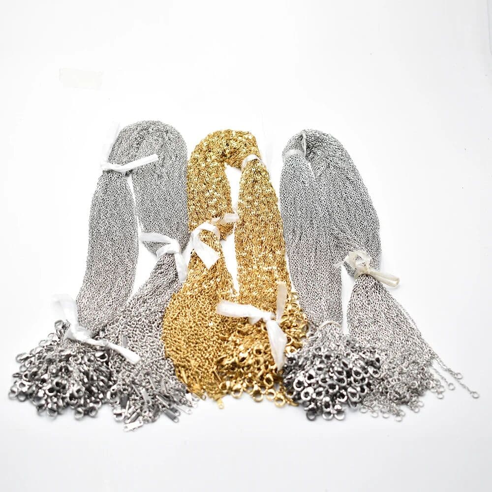 NONE Wholesale 1.5mm 2mm 45+5cm  60+5cm stainless steel Necklace Rope Chain Lobster Clasp DIY Jewelry Accessories 100pcs/lot free