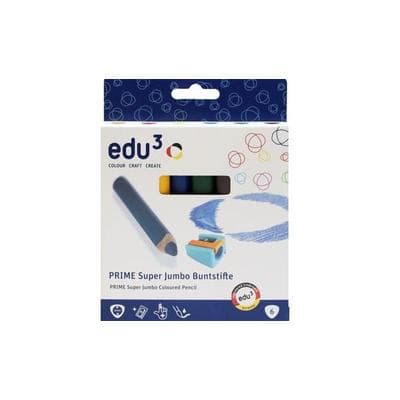 edu³ PRIME Super Jumbo Buntstifte, 6er Set inkl. Spitzer