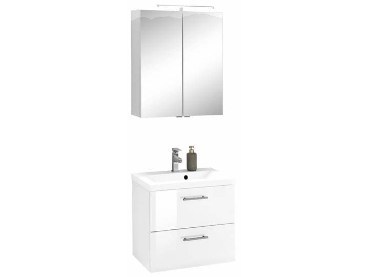 Badmöbel-Set WELLTIME Venedig , weiss (weiß), Kastenmöbel-Sets, Badmöbel-Set, Spiegelschrank und Waschplatz