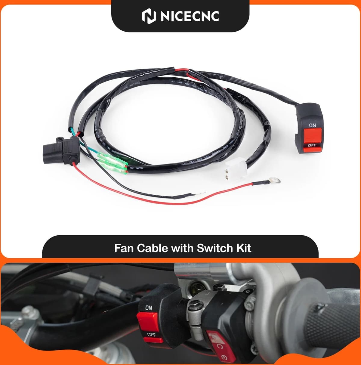 NICECNC For KTM SX 125 SX 250 SXF 450 2017-2025 Fan Cable with Switch Kit For GasGas EC 250F 350F Husqvarna TX 300 FX FC 350