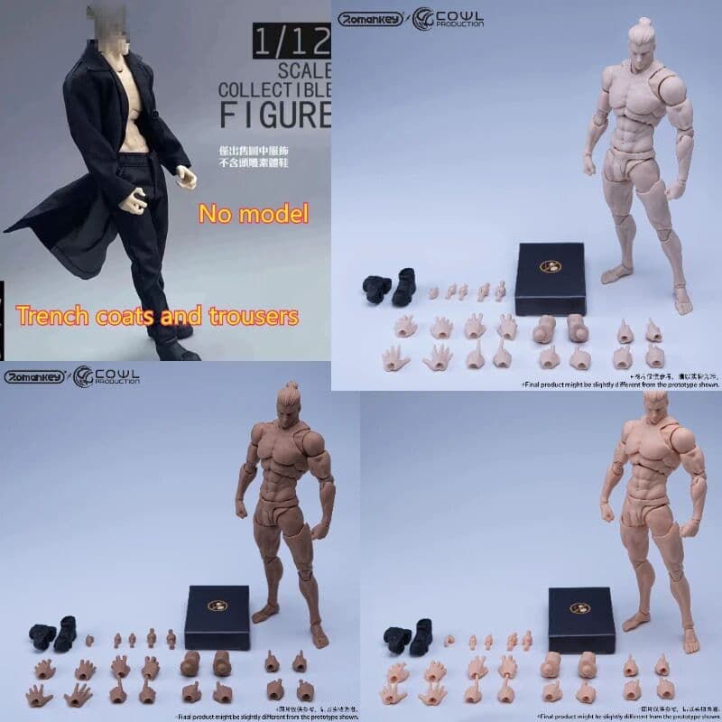 Bandai In Stock Romankey X COWL 1/12 Scale Male Muscle Articulated Doll Super Flexible Joint Body 16cm White Yello Black Action Figure