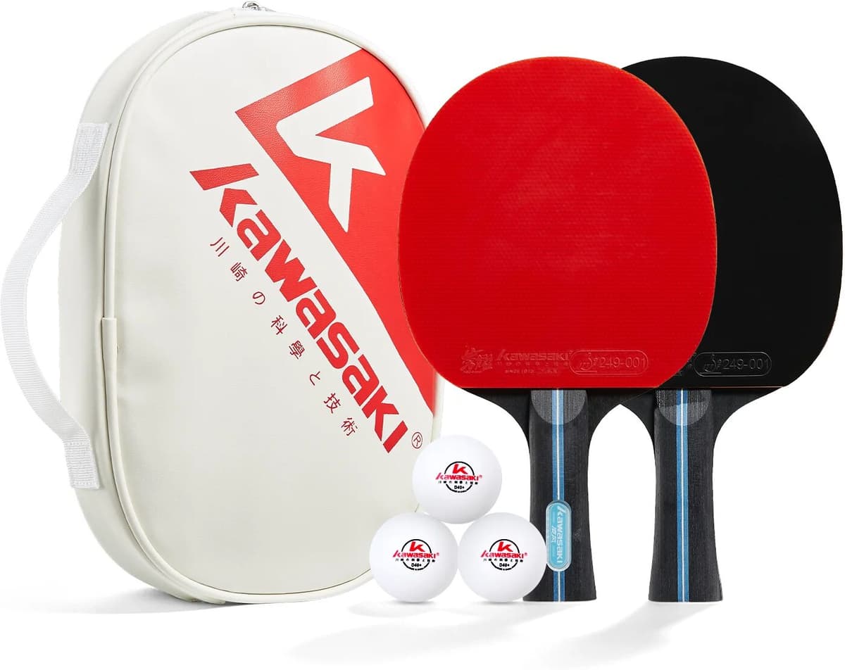 Kawasaki Table Tennis Equipment Set 2PCS Ping Pong Rackets +1PC Bag + 3PCS Balls For Beginner KSD-B5303