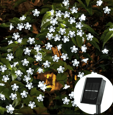 Inspire Curations Solar Cherry Blossom LED String Lights For Garden And Patio white Light 7m50leds
