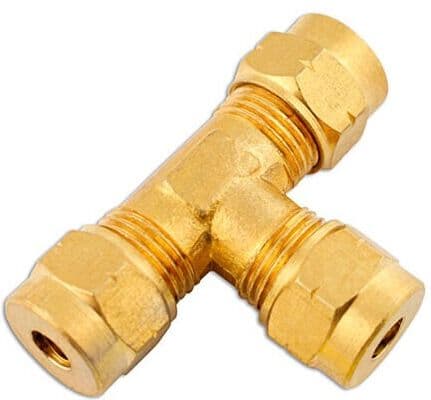 T-koppling mässing, 4 mm, 5 st