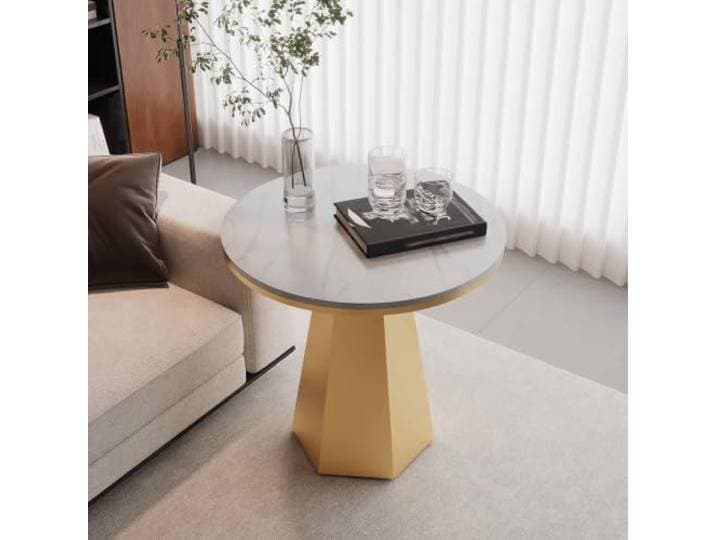 KAFHGEIN Moderner Runder Beistelltisch für Sofa und Wohnbereich Vielseitiger Beistelltisch mit dekorativem Runddesign für Getränke, Pflanzen und Wohnaccessoires
