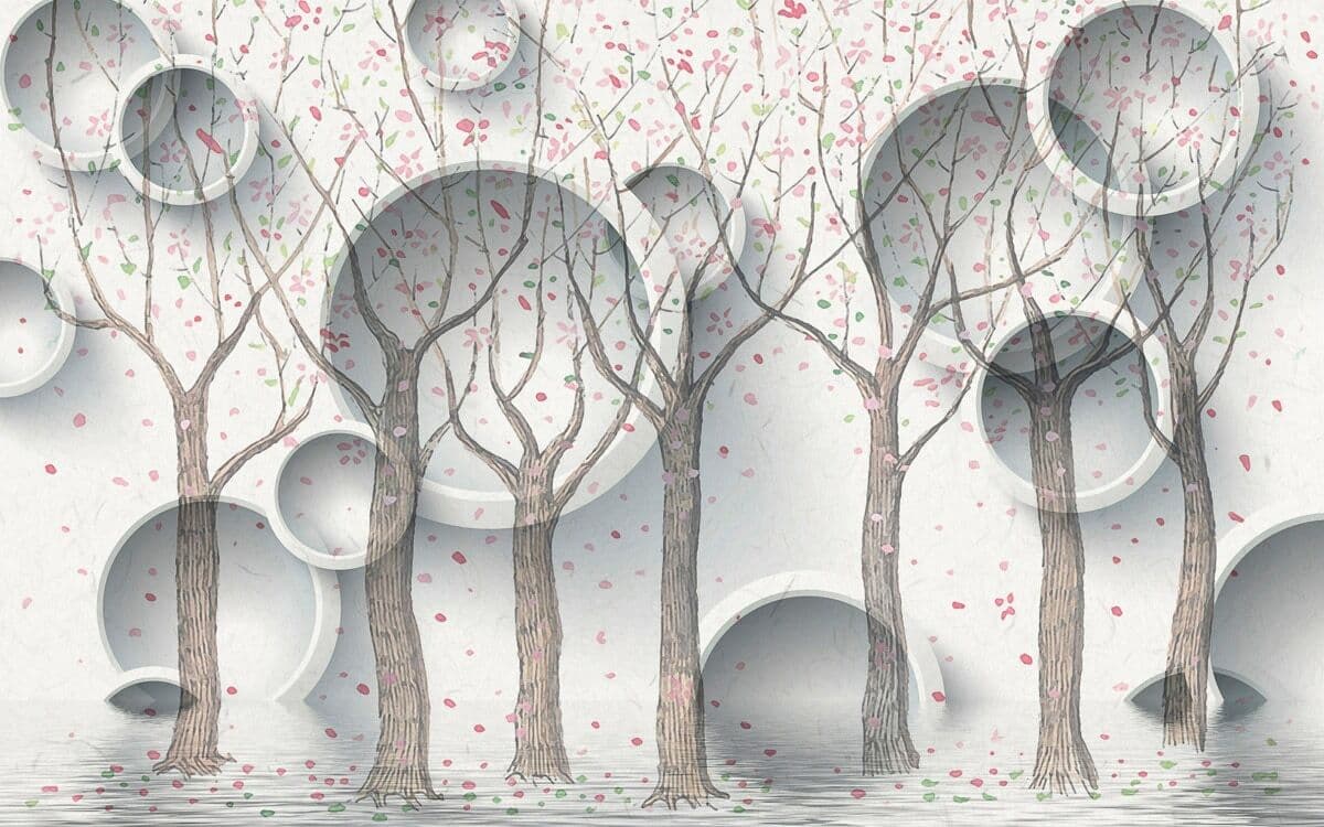 Fototapete PAPERMOON "Muster mit Bäumen", bunt, B:2m L:1,49m, Vlies, Tapeten, Fototapete