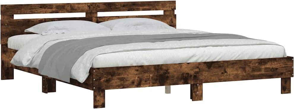 vidaXL Cadre de lit sans matelas chêne fumé 200x200 cm