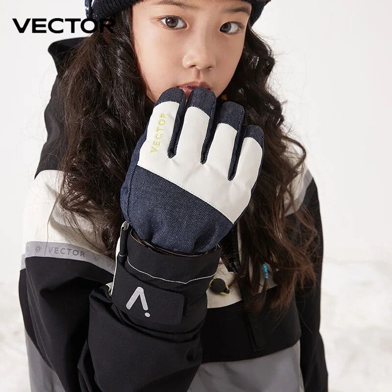 VECTOR MOTION VECTOR Warm Ski Gloves Children's Winter Wool Waterproof 3M Cotton Heated Gloves
