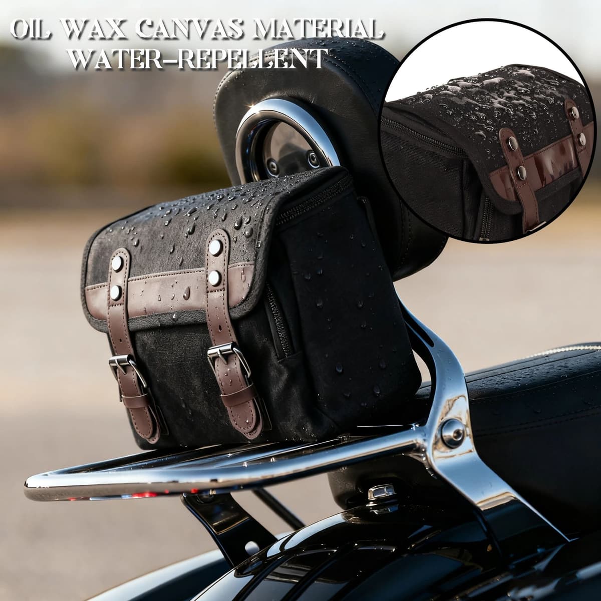 WUMFIRE Vintage Bag Motorcycle Side Bag Luggage Travel Bag Handlebar Bag Waterproof Tool Bag For Harley Sportster XL 883 For HONDA CM300