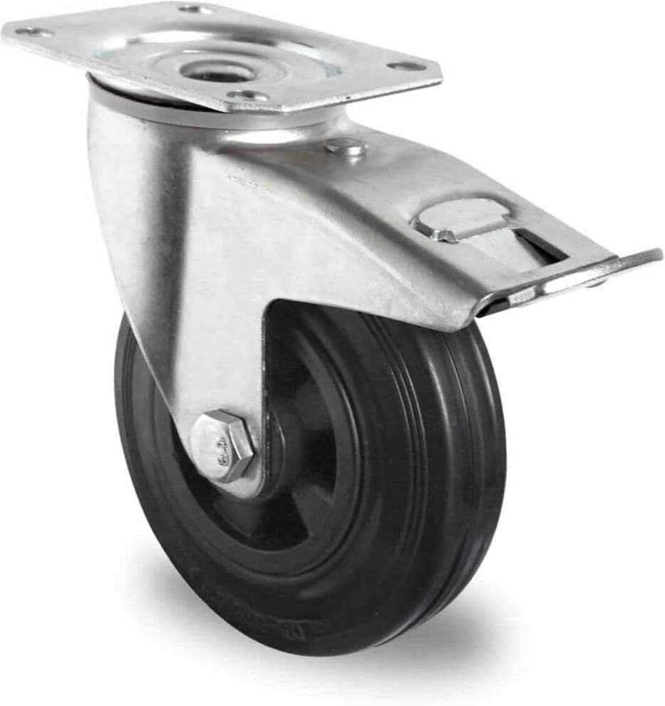 CASCOO Lenkrolle mit Totalfeststeller ø 125 mm Serie P4S4 Rollenlager (TBP35W0125P4S4R0N)