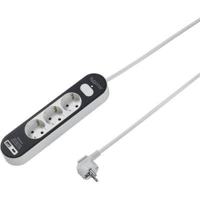 Sygonix SY-4755366 Steckdosenleiste mit Schalter Weiß, Grau Schutzkontakt 1St.