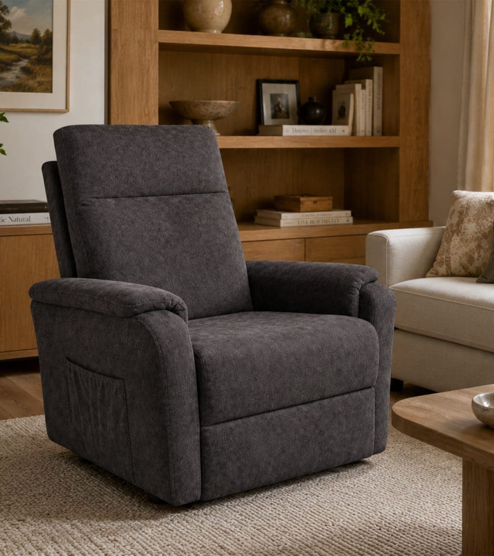 Home Heavenly Sillón relax con motor eléctrico de tela gris oscuro 101 x 75 x 74 cm