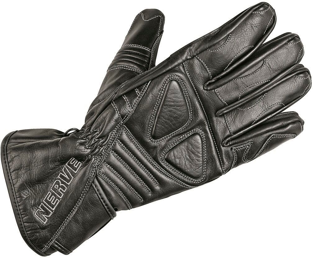Motorradhandschuhe NERVE "Dark Leather" Gr. L, schwarz, Handschuhe, L, Motorradhandschuhe, Polsterung über den Fingerknöcheln schwarz L