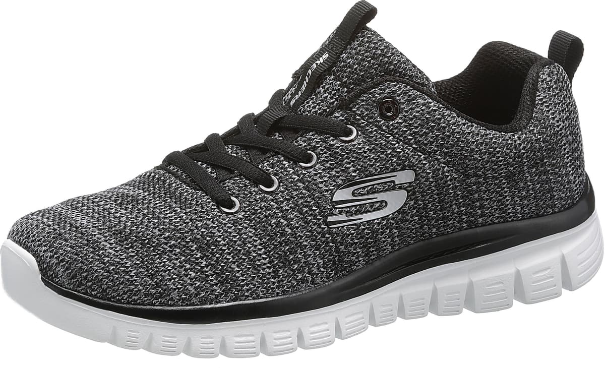 Sneaker SKECHERS "Graceful - Twisted Fortune", Damen, Gr. 35, schwarz-weiss (schwarz, weiß), Textil, Mesh, Schuhe Sneaker, Freizeitschuh, Halbschuh, Schnürschuh mit Memory Foam schwarz, weiß 35