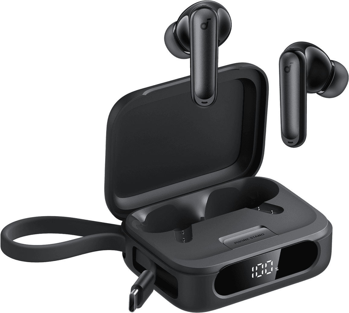soundcore P41i   Noise Cancelling Earbuds with Portable Phone Charger (Built-in USB-C Cable) Black (Built-In Lightning Adapter)