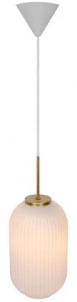 Nordlux Milford 1 - Light Brass/Opal Shaded Pendant Brass/Opal 48.5cm H X 20cm W X 20cm D