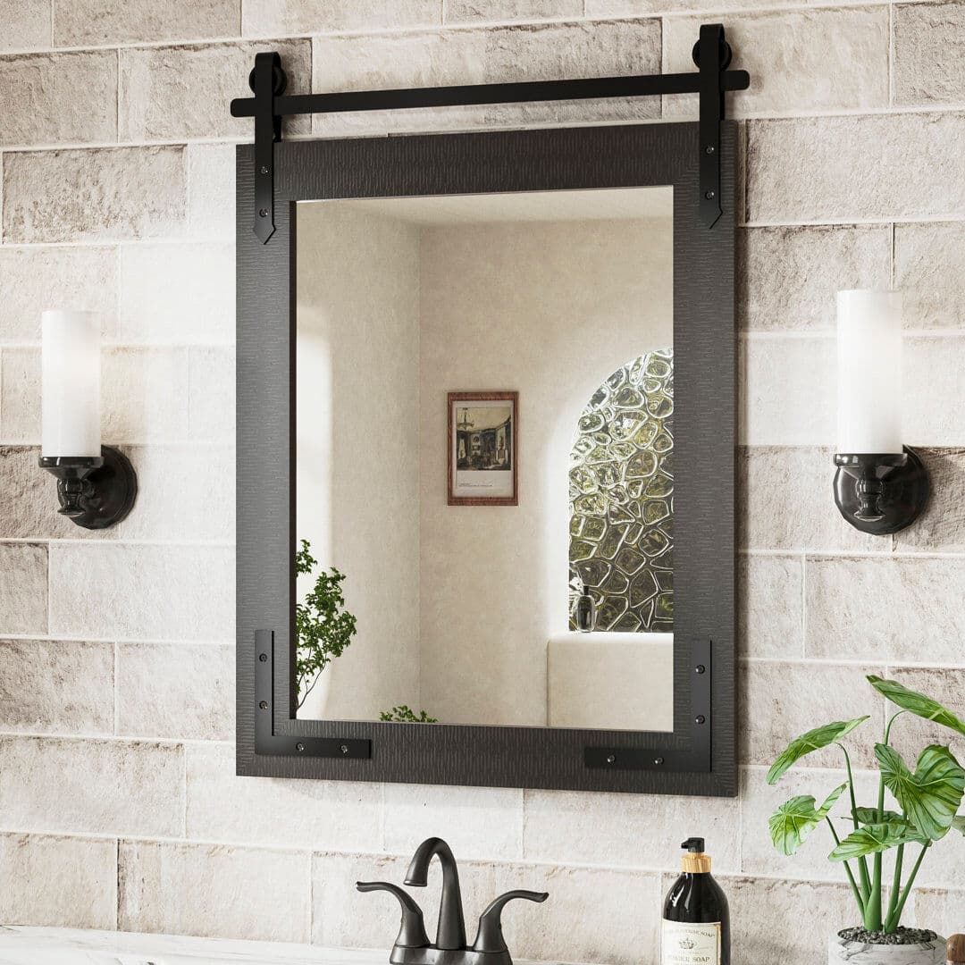 EUkeonjinn Solid Wood Rectangle Wall Mirror Black 71.1cm x 50.8cm