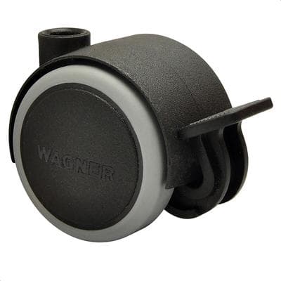 WAGNER Möbelrolle/Doppelrolle - SOFT - Durchmesser Ø 40 mm mit Bremse, schwarz/grau, Tragkraft 35 kg - 01072701