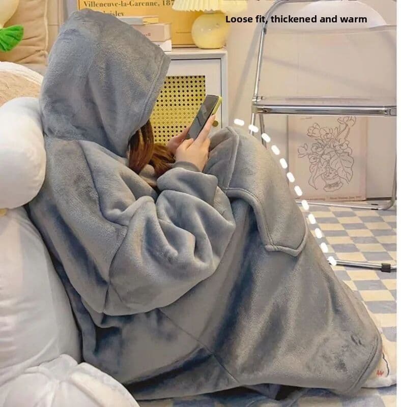 others Thickened Flannel Lamb Velvet TV Blanket Sweatshirt Fleece Sweater Lazy Person's Blanket Warm Home Nap Casual Wear Couple