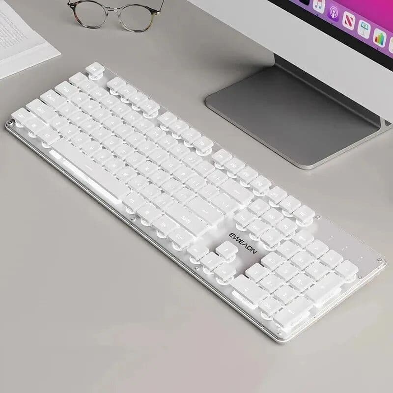 ELRCDNOX Silent Keyboard Crystal Wired Computer Keyboard With Backlit Office/Gaming Keypad Metal Panel USB For Computer Laptop PC Gamer