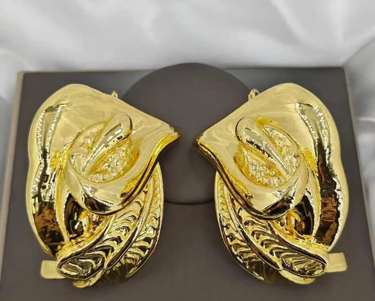 NONE Special Irregular Huge Round Hoops Women's Earring Latest Pierced Electroplated Gold Copper Alloy Color Large Earring For Party
