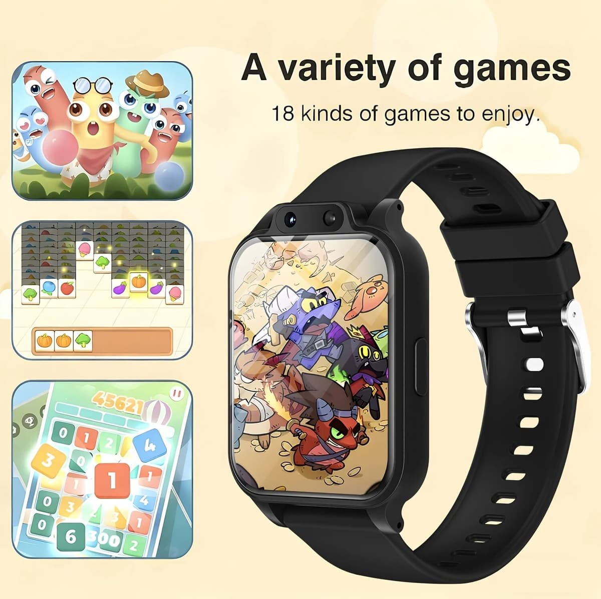 ERUN Youngsters's Smart Watch with 18 Educational Games, HD Selfie Support, Camera, USB Charging, Photo Album, Pedometer