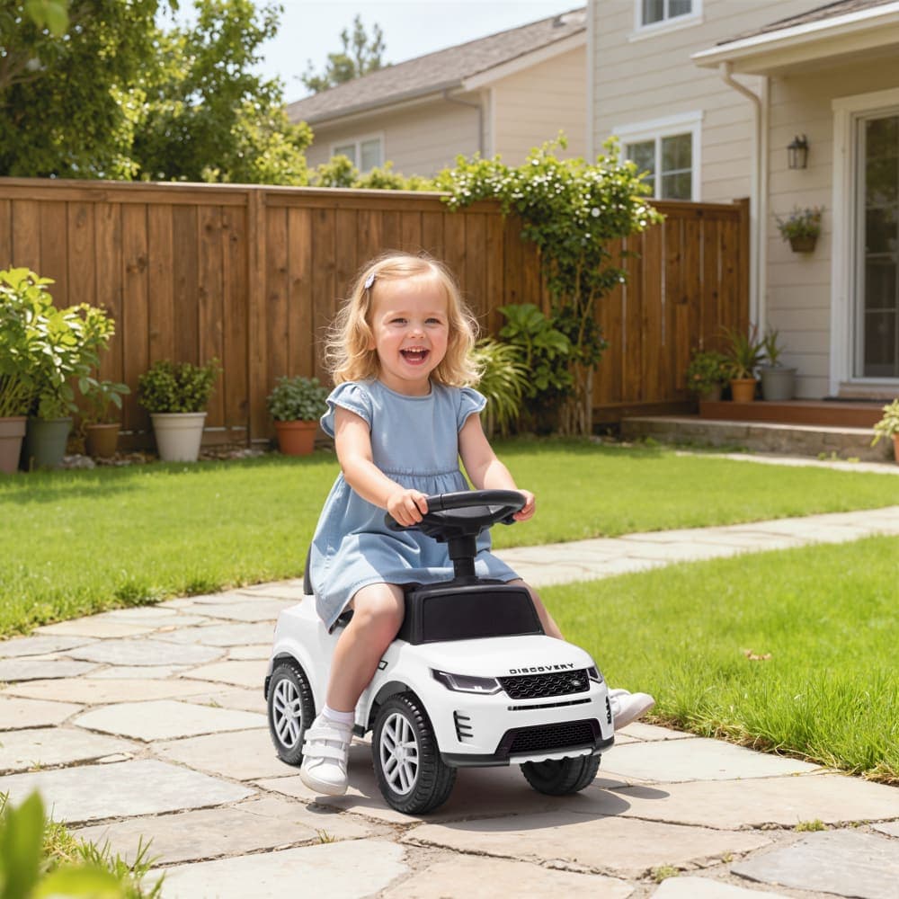 AIYAPLAY Porteur enfants voiture sous licence land rover pp et acier blanc Blanc 66x42x28cm