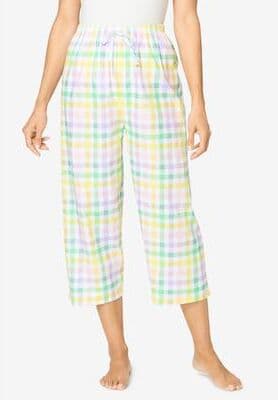 Plus Size Women's Woven Sleep Capri Pant by Dreams & Co. in Multi Gingham (Size 6X)