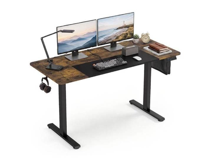 Bureau assis-debout électrique réglage 72-118 cm écran LED 3 mémoires plateau 140 x 60 cm