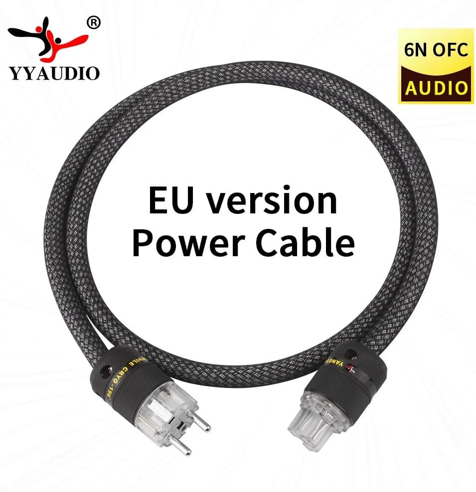 YYAUDIO Hifi AC Power Cord EU US Power Cable /2Pin 3Pin Cable Cord Pure Copper Power Cable With 6N OFC US Power Plug Connector